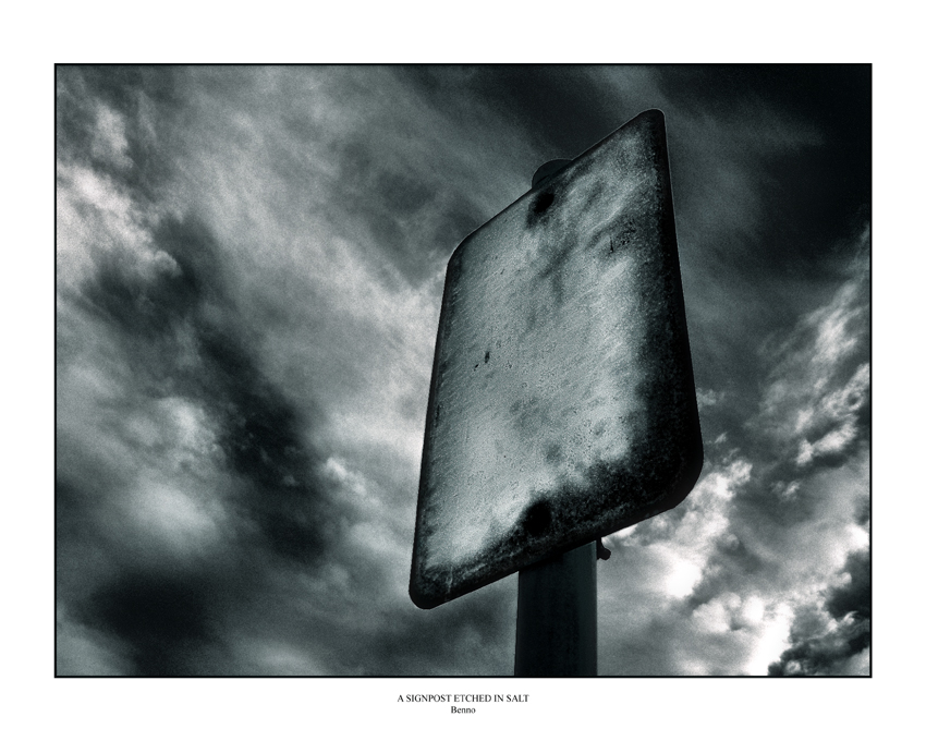 A SIGNPOST ETCHED IN SALT