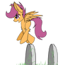 Scootaloo plays leapfrog with her parents