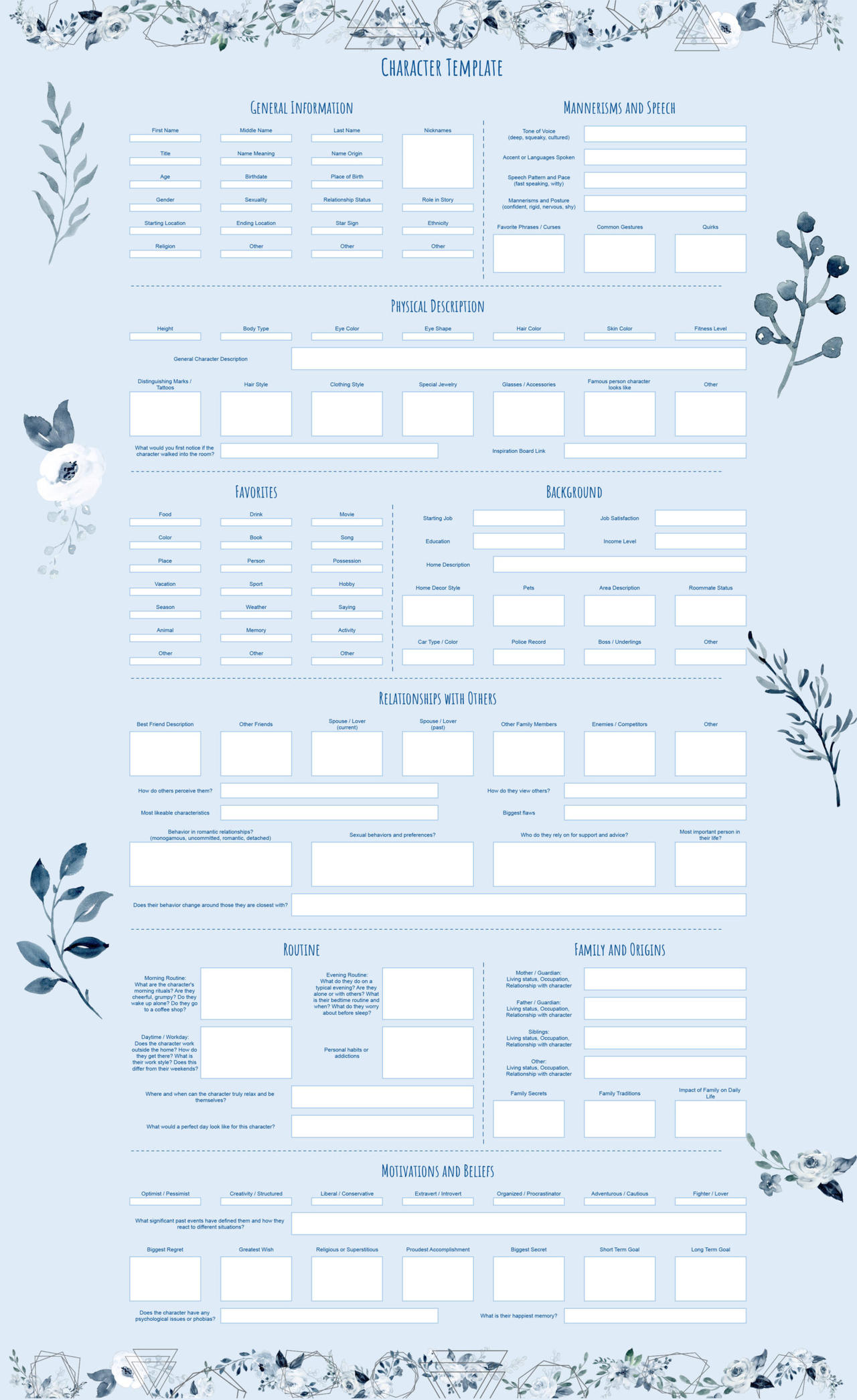 Character Profile Template by AdoreStories on DeviantArt