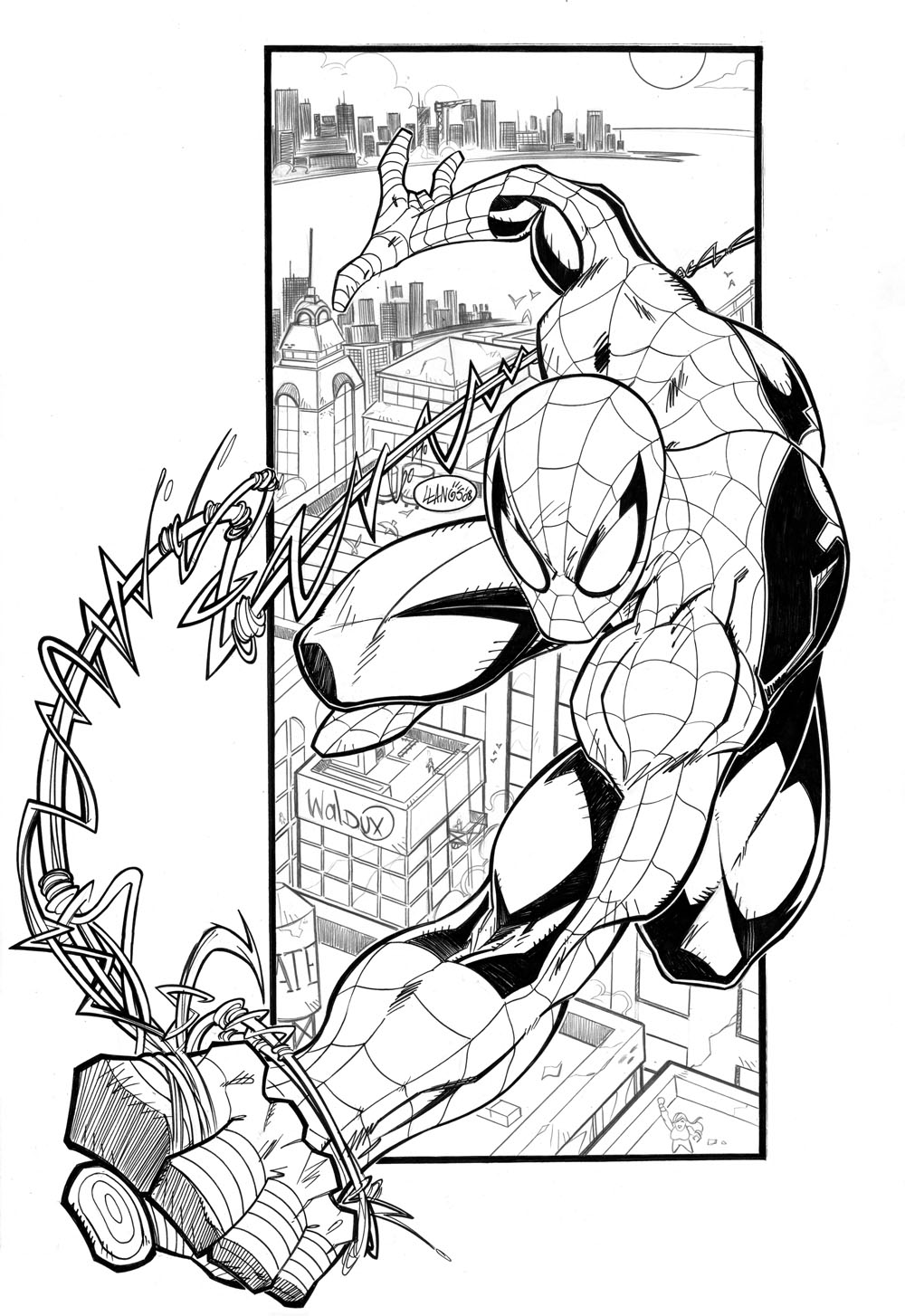 SPIDEY PENCIL AND INK