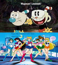Cuphead and Mugman see Sailor Moon Anniversary