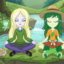 Sweet Leaves and Dawn meditating