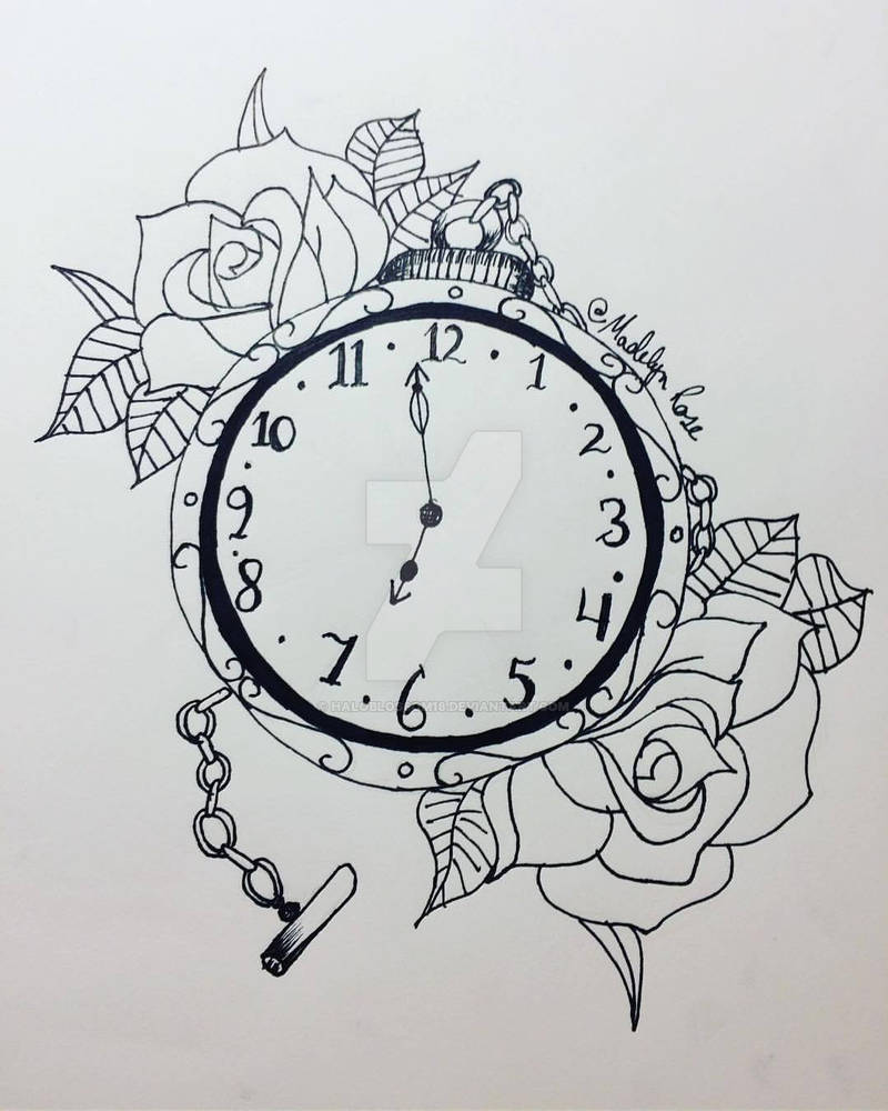 Clock Tattoo sketch by haloblossom18 on DeviantArt