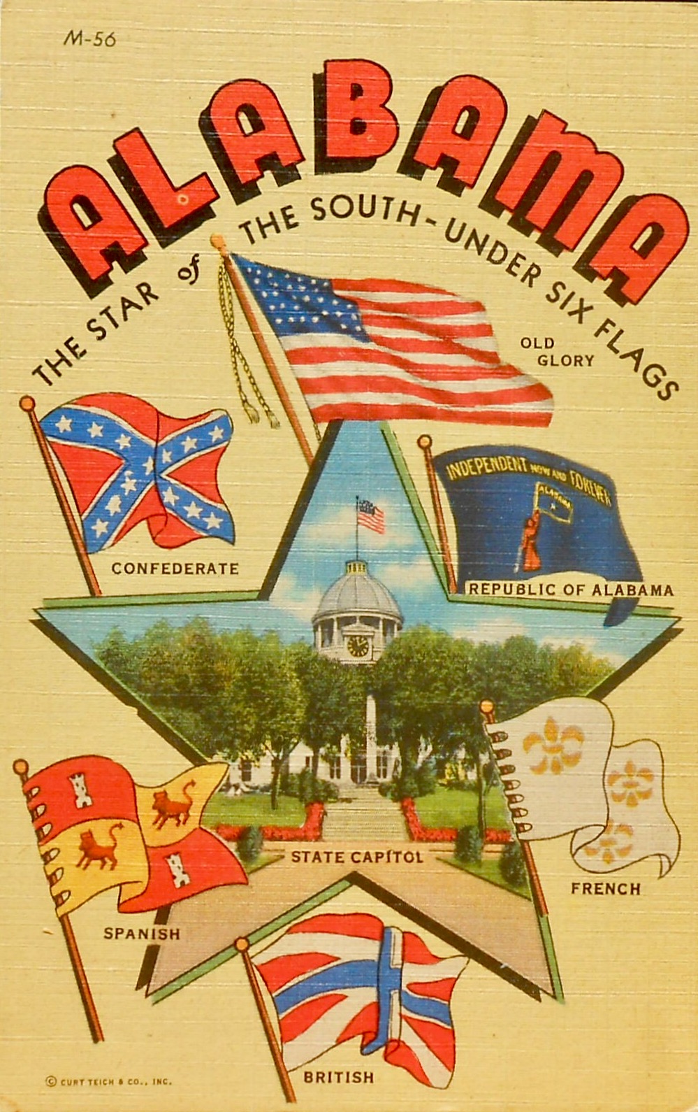 Linen Postcard - Alabama Six Flags