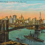 Vintage New York - Brooklyn Bridge and Skyline