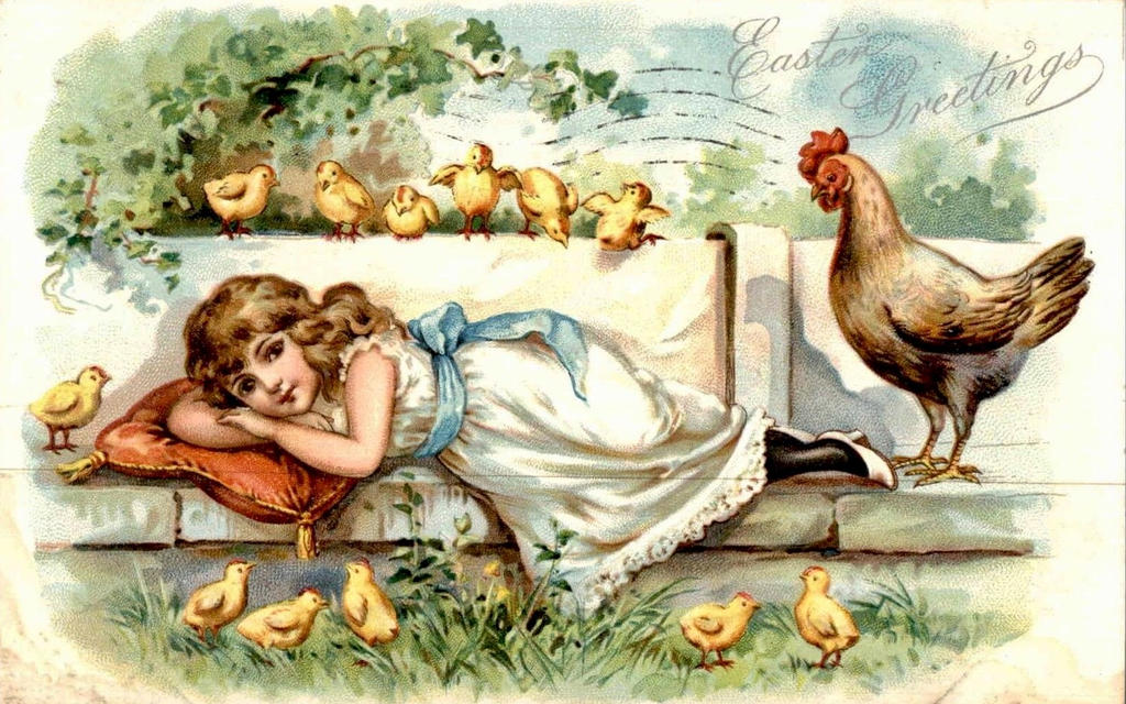 Картина дети кормят курицу. Цыплята для декупажа. Цыпленок Пасхальный для декупажа. Сюжетные картинки для декупажа. Пасха открытки старинные.