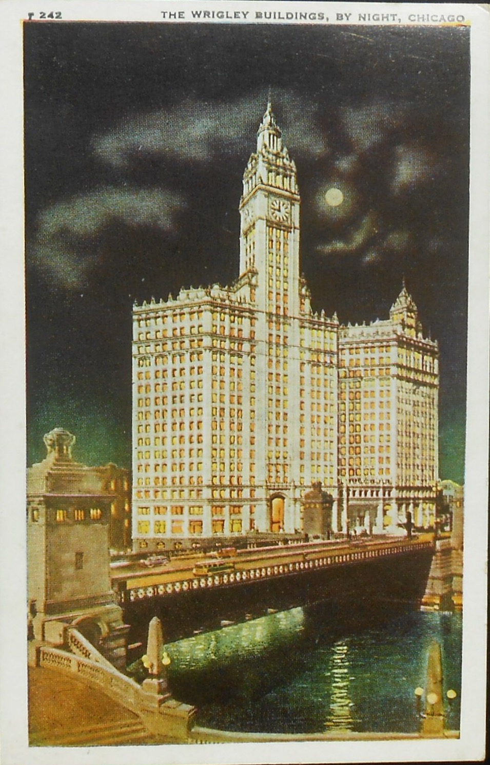 Vintage Chicago - The Wrigley Buildings by Night