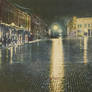 Night Scene Postcards - Rainy Night on Main Street