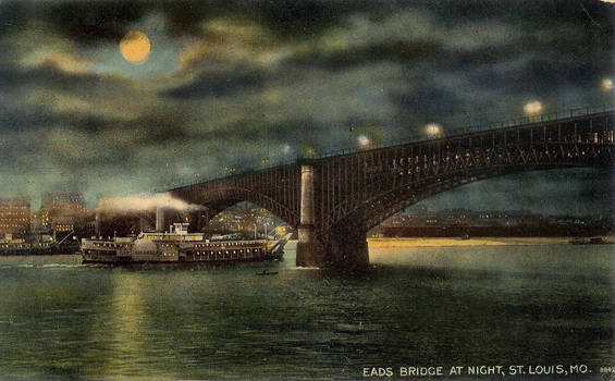 Night Scene Postcards - Eads Bridge, St. Louis MO