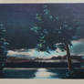 Night Scene Postcards - Moon Over A Crystal Lake