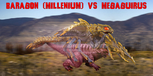 Baragon (Millenium) vs Megaguirus Gif Banner