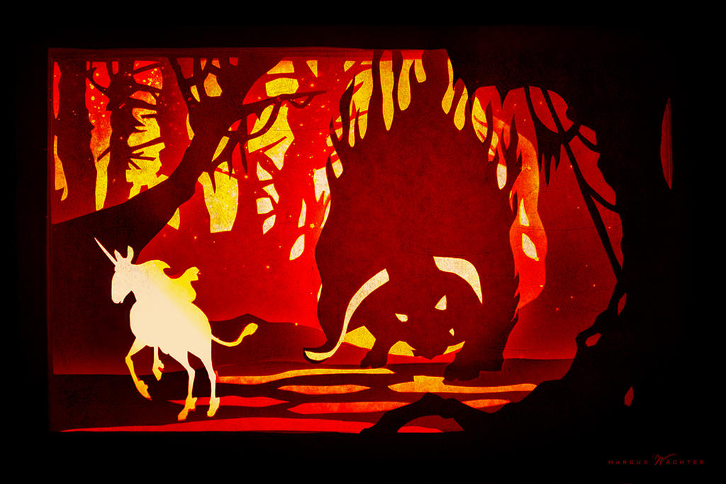 Papercut Deviantart PaperCut - The Unicorn and the Burning Bull by GS-PaperCut on DeviantArt
