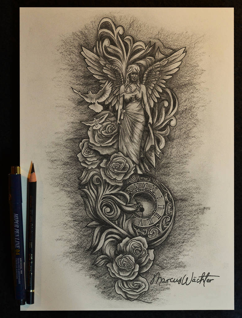 Drawing - Angel with roses by CDPmediendesign on DeviantArt