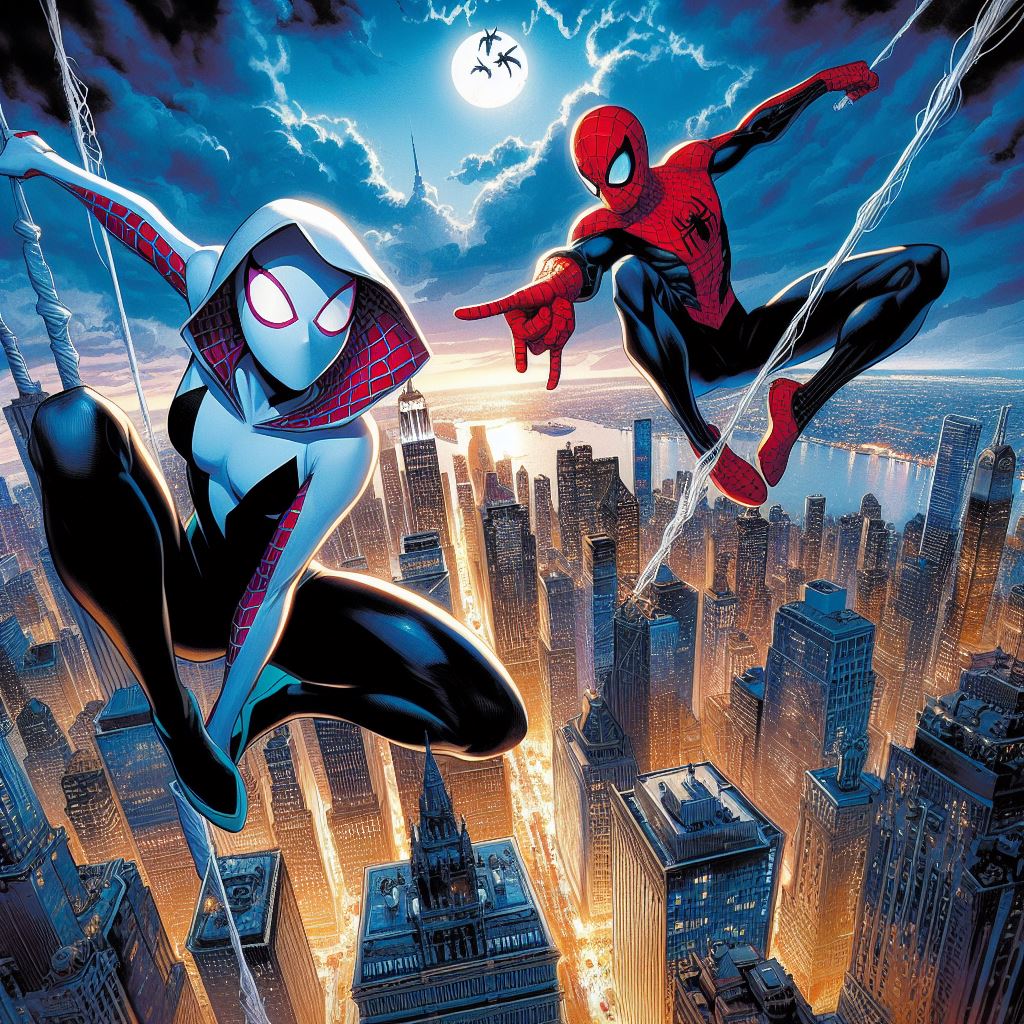 Ghost Spider And Spiderman Swinging Across NY By Bruski12345 On DeviantArt ghost-spider-and-spiderman-swinging-across-ny-by-bruski12345-on-deviantart