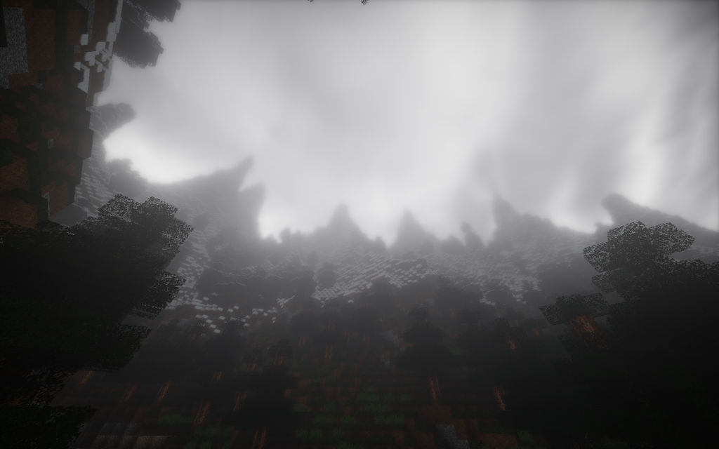 Foggy Minecraft mountains