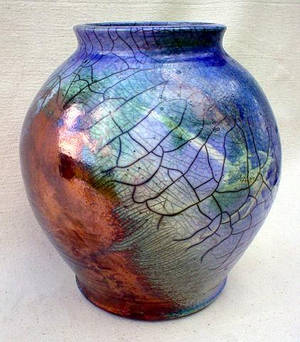 Lunar Eclipse raku pottery jar