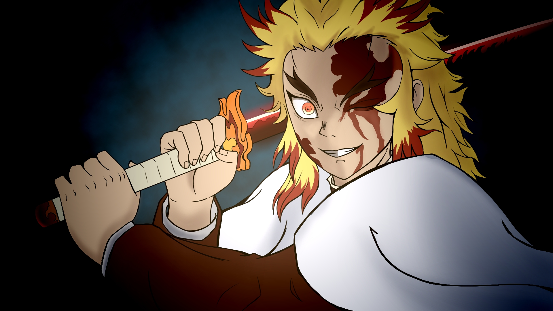Demon Slayer Kyojuro Rengoku 9th Form Wallpaper by LucilferArt on