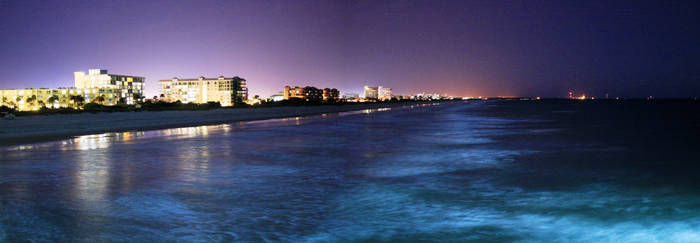 cocoa beach at night panorama
