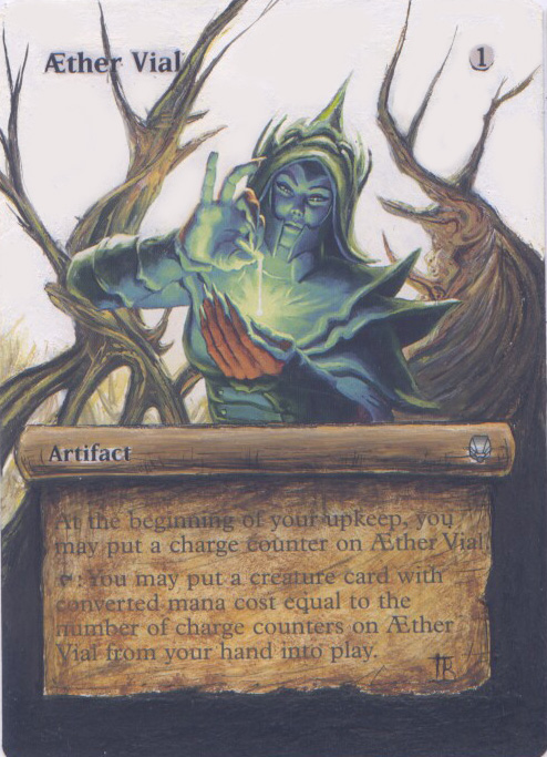 Mtg Altered Aether Vial - Extended Scroll Art!