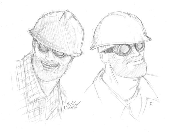 Tf2 Engineer Scetch TF2 Engineer -studies- by birdofyore on DeviantArt