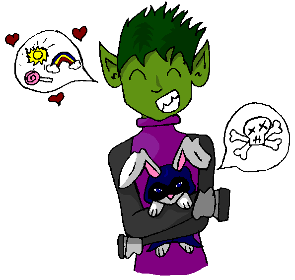 Beast Boy adores Bunny Raven