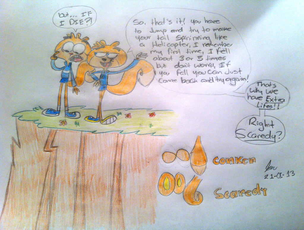 Scaredy and Conker in Learning to Fly