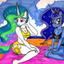 Anthro Celestia and Luna at the Beach