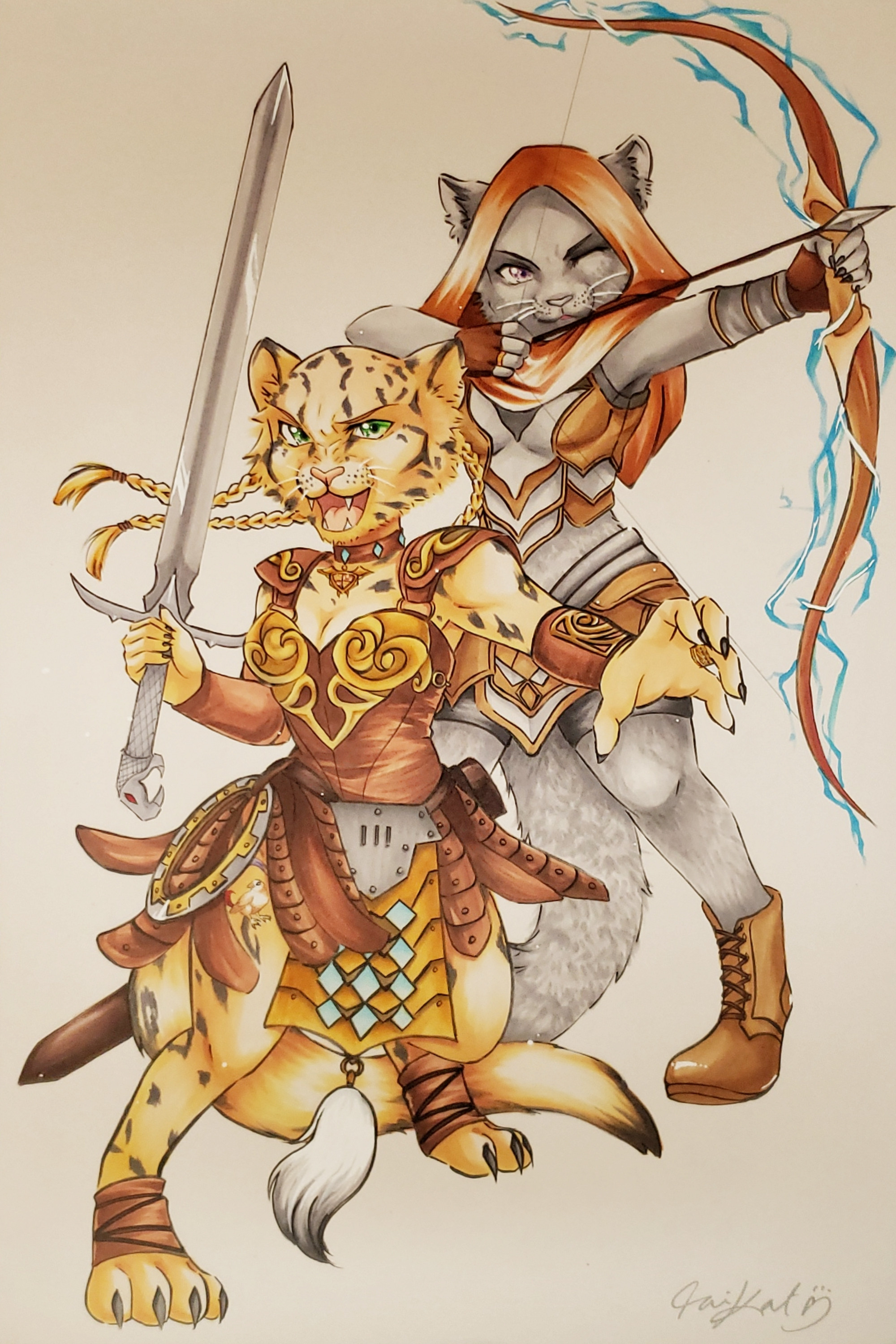 Catfolk Alyara the Bloodrager and friend Siphelele