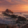 Fantasy Landscape Rocky Coast Sunset