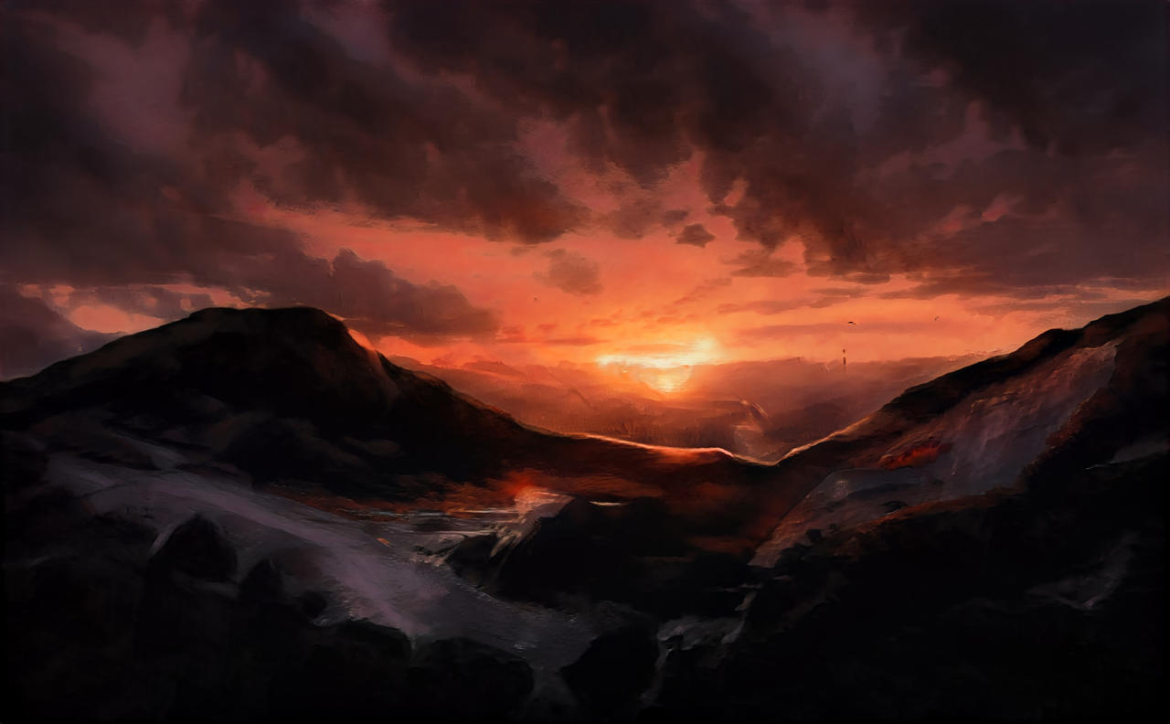 Fantasy Landscape Fire Ridge by AllAiAlways on DeviantArt