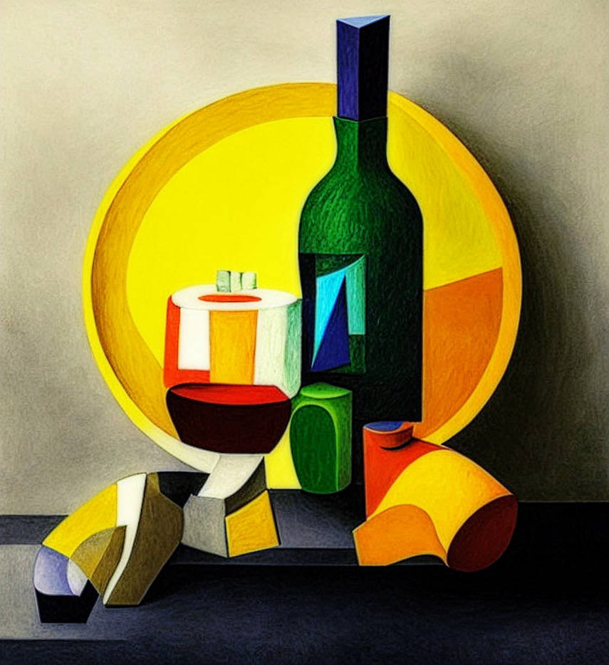 Wine Bottle Cubism Abstract by NothingIsManual on DeviantArt