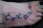Cherry blossom foot tattoo