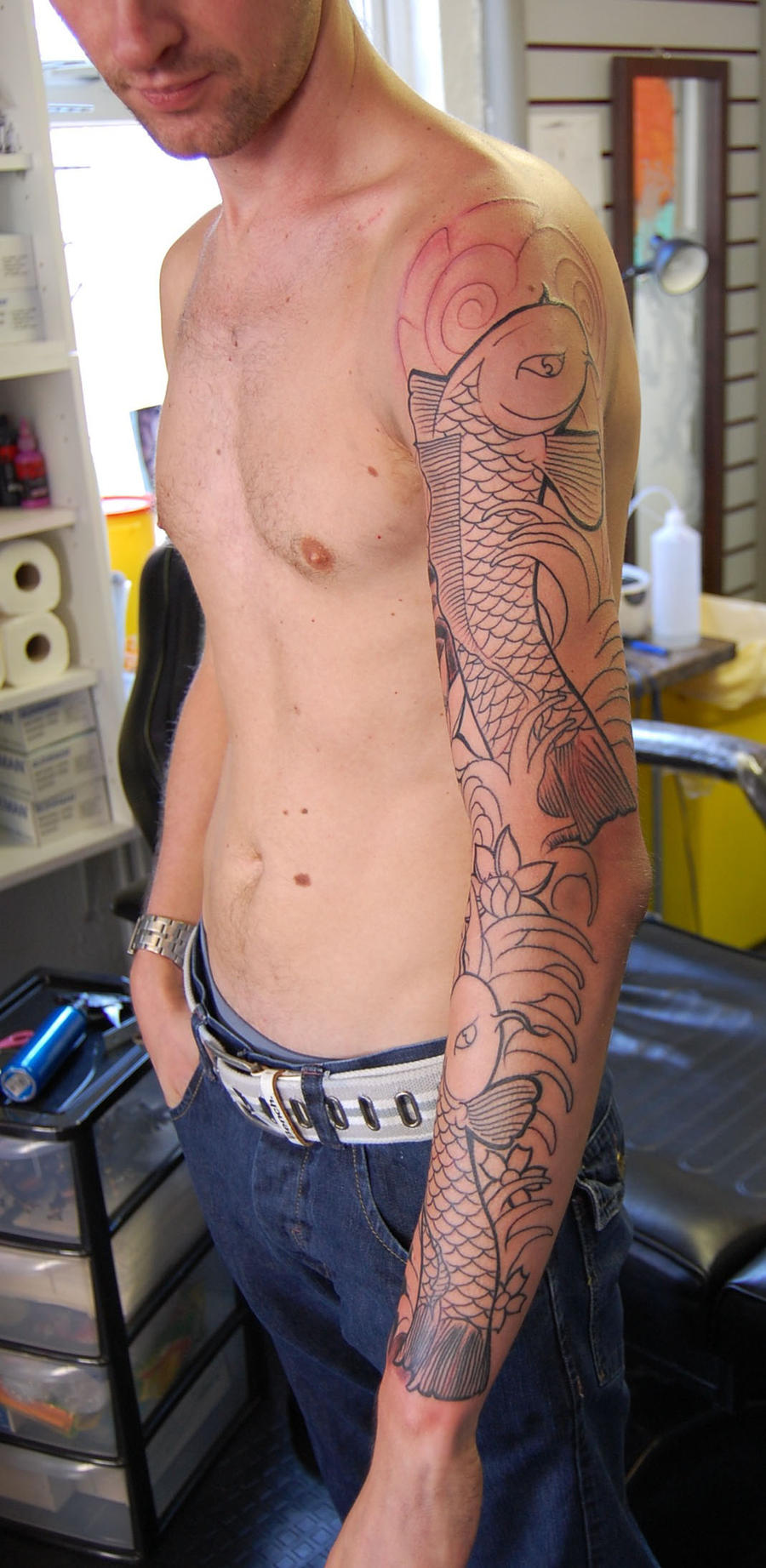 Koi sleeve outline by Diamondback-Tattoo on DeviantArt