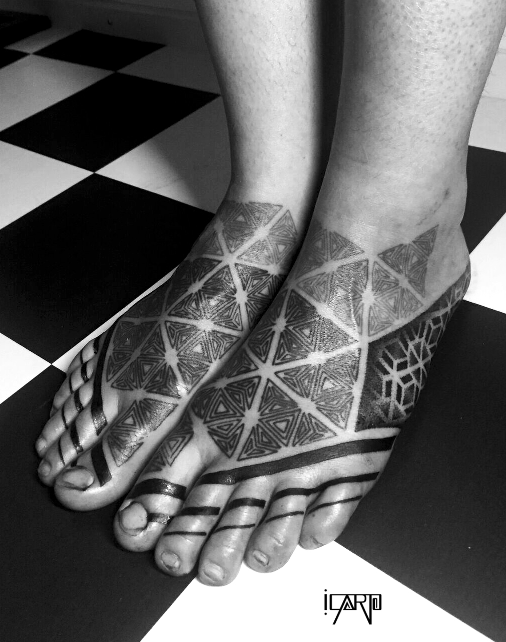 Geometric foot tattoo by caroicaro on DeviantArt