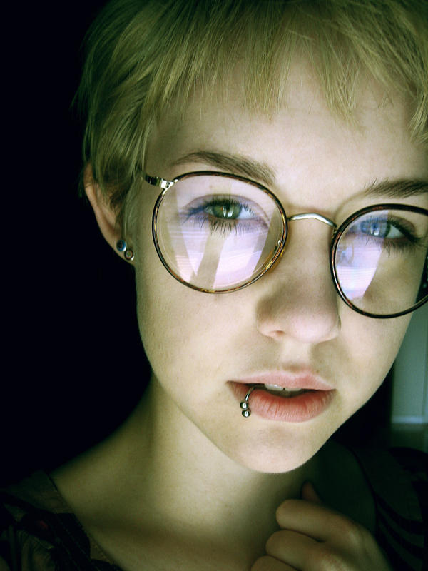 Amateur glasses piercing street
