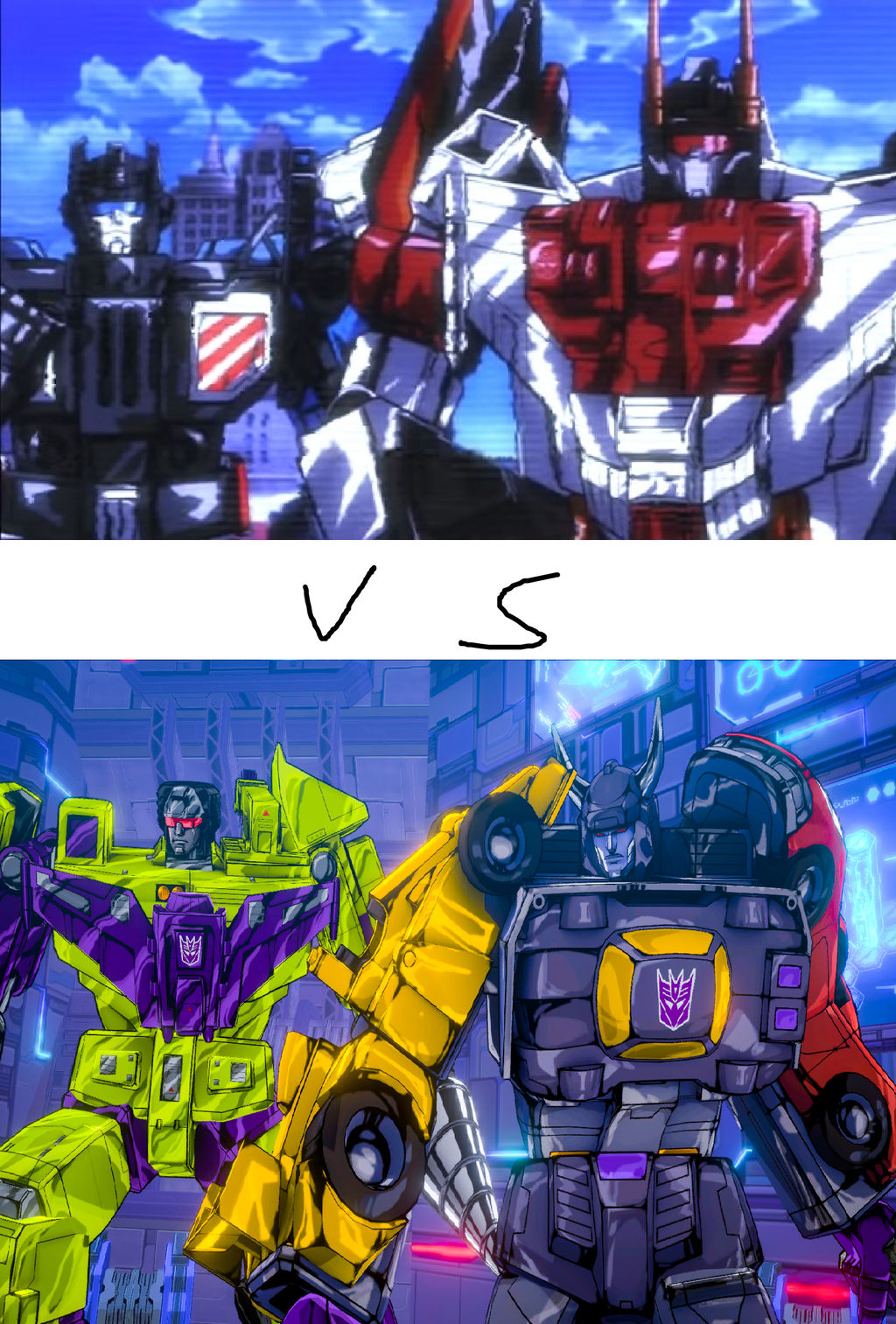 Defensor and Superion vs Devastator and Menasor by MnstrFrc on DeviantArt