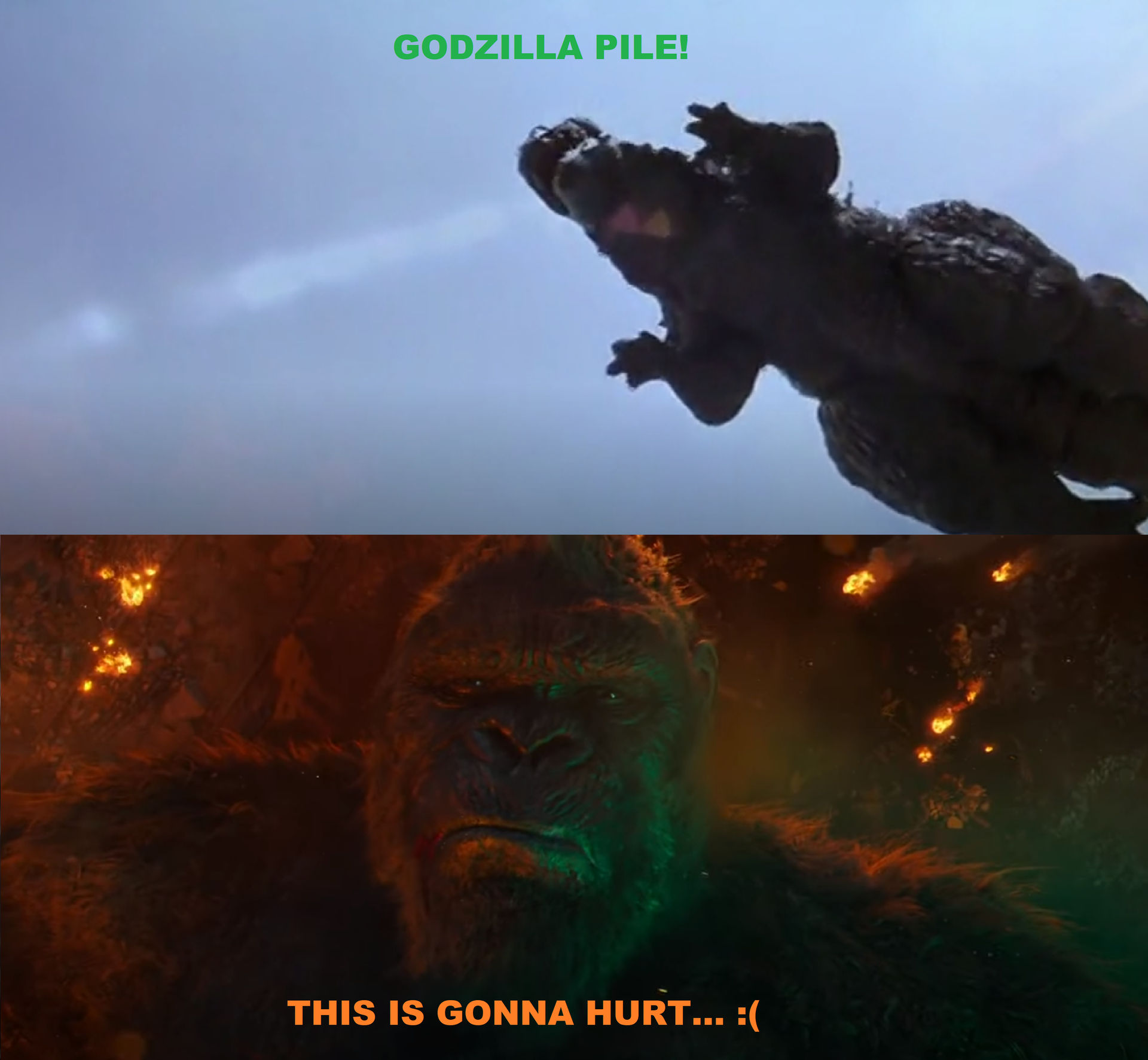 Godzilla Pile on Kong! by MnstrFrc on DeviantArt