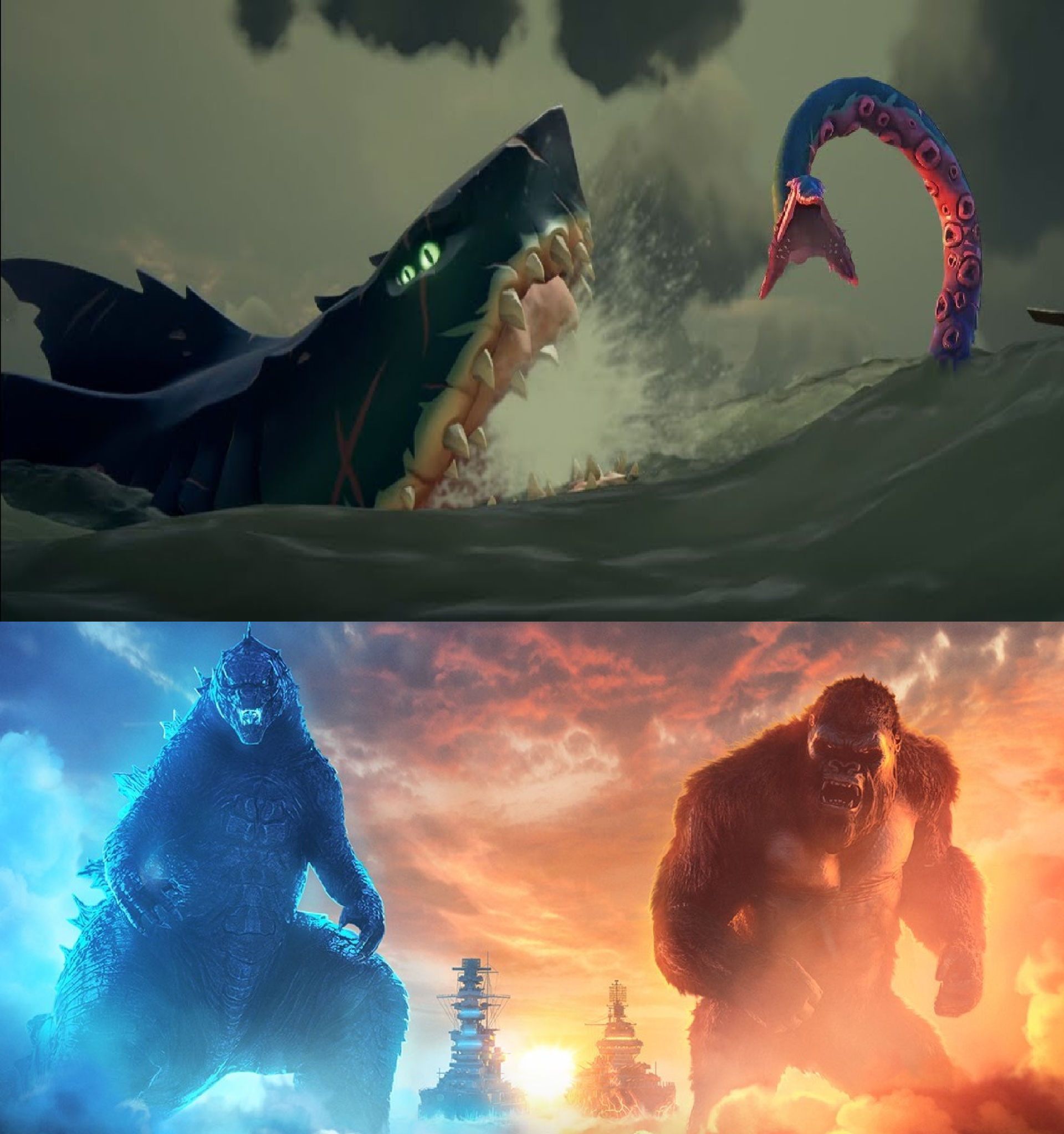 Godzilla and Kong vs Megalodon and Kraken by MnstrFrc on DeviantArt