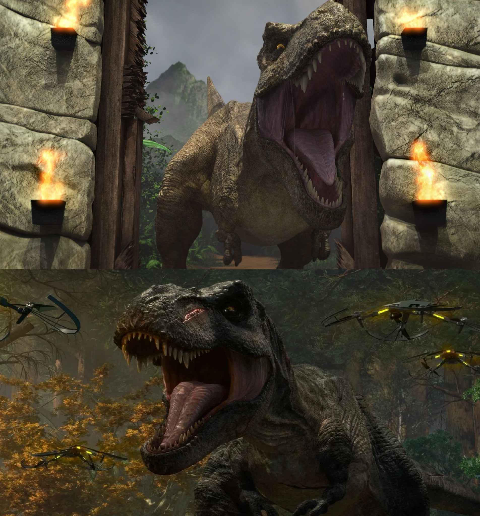 Rexy vs Big Eatie by MnstrFrc on DeviantArt