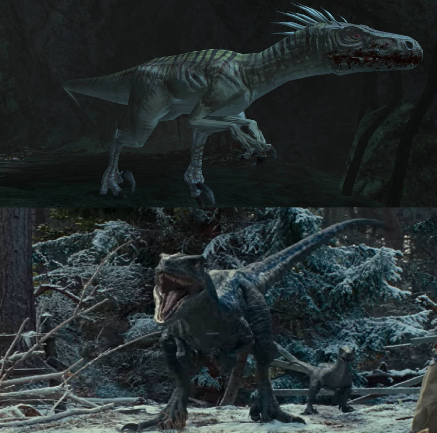 Blue and Beta vs Albino Utahraptor by MnstrFrc on DeviantArt