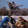 Time Force Megazord Blue Mode vs Godzilla and Kong