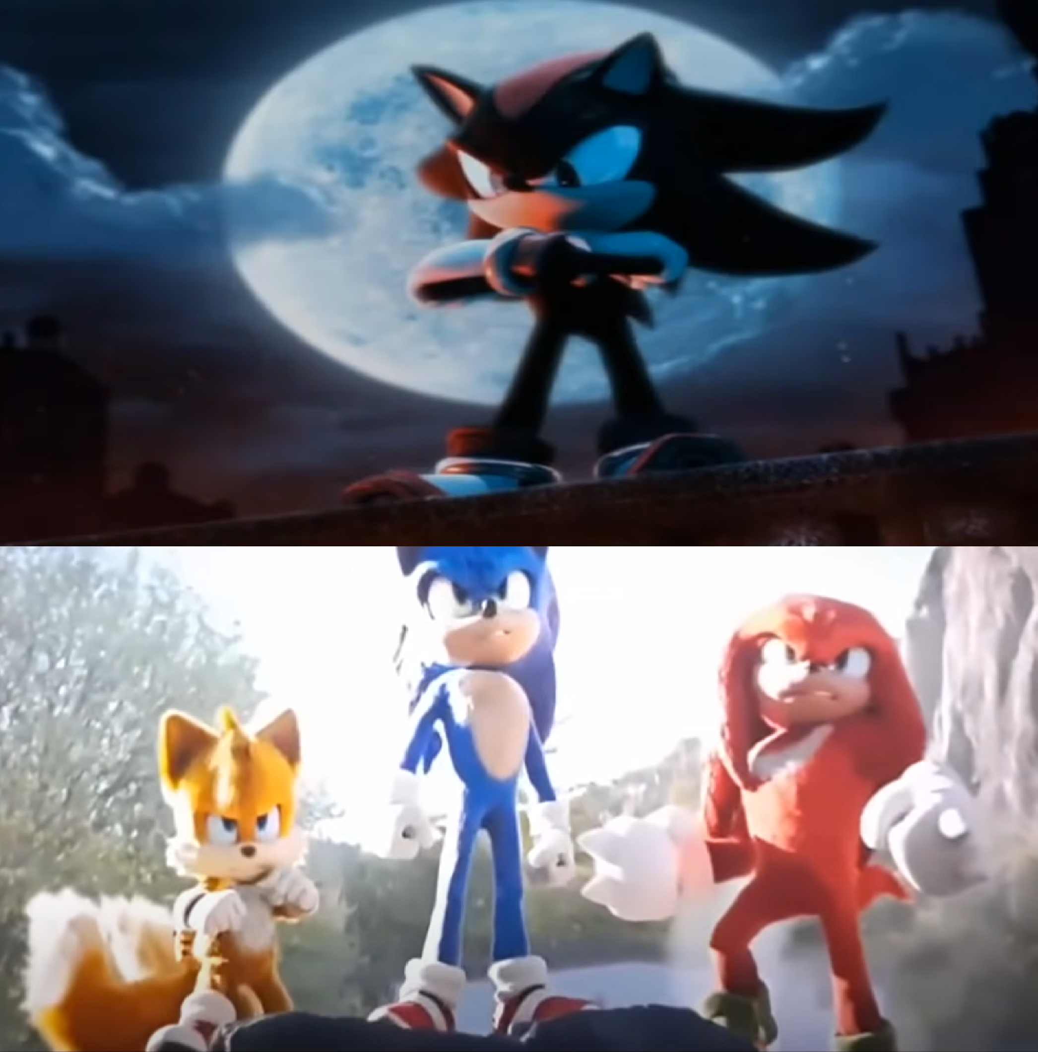 Quem é mais forte team sonic (sonic ,tails e knuckles) ou shadow