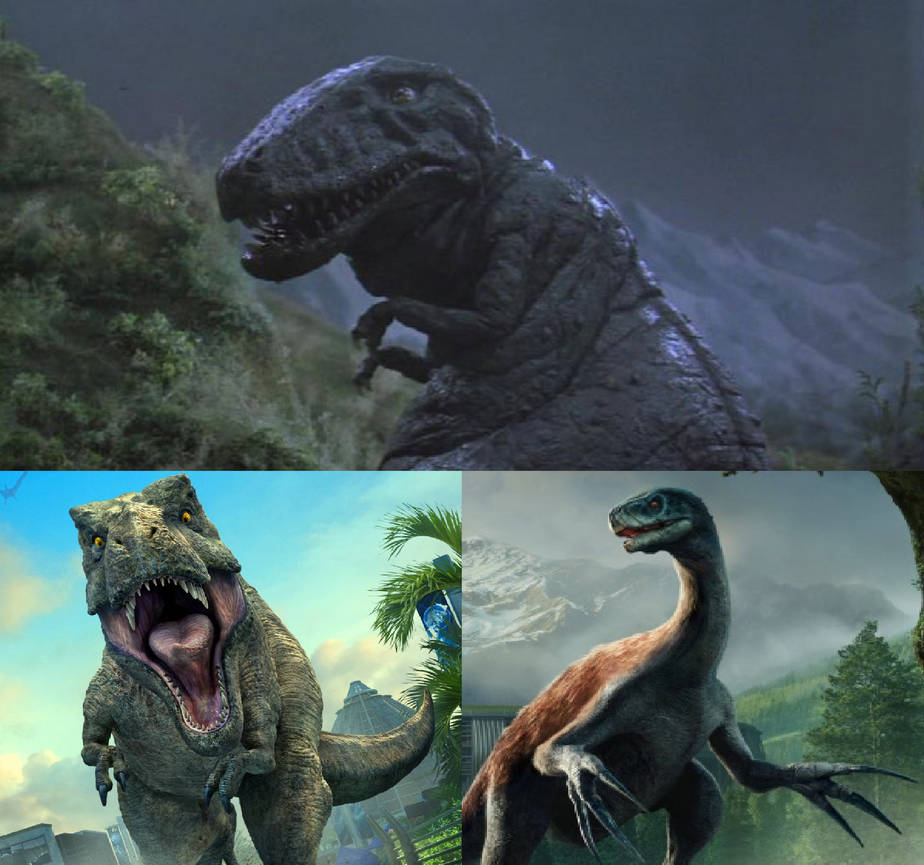 Rexy and Therizino vs T-Rex (The Last Dinosaur) by MnstrFrc on DeviantArt