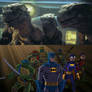 Bat Family and TMNT vs Baby Godzillas