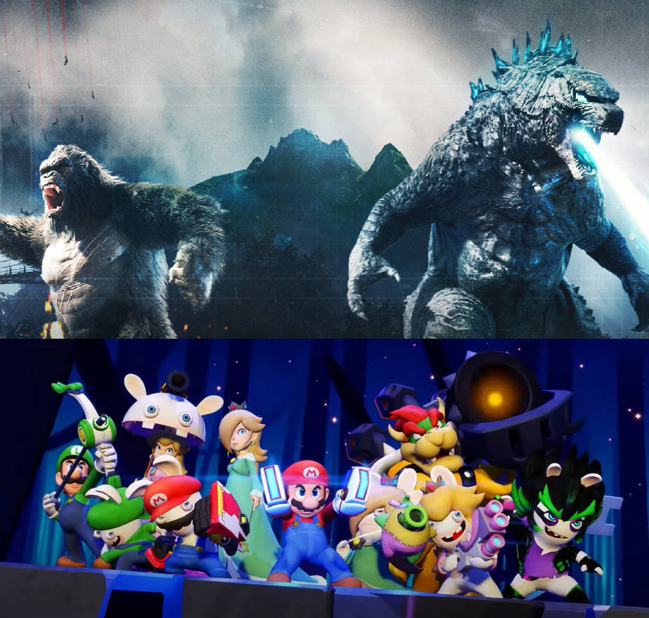 Mario and Rabbids vs Kong and Godzilla by MnstrFrc on DeviantArt
