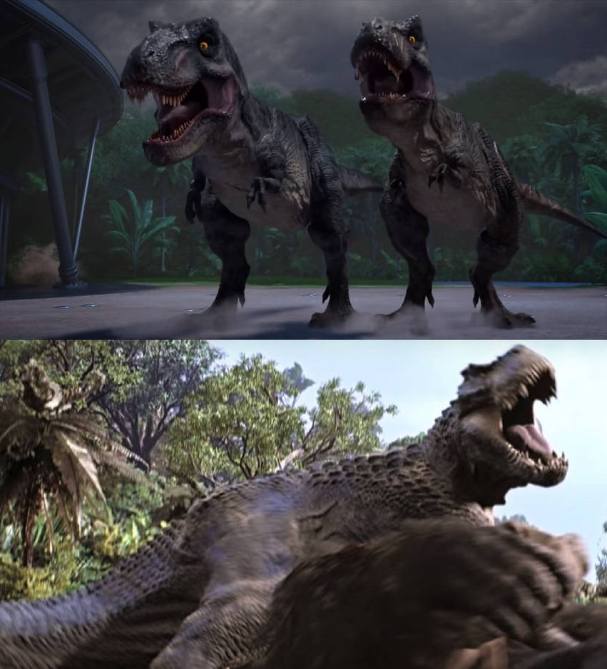 Big Eatie and Little Eatie vs Matriarch VRex by MnstrFrc on DeviantArt