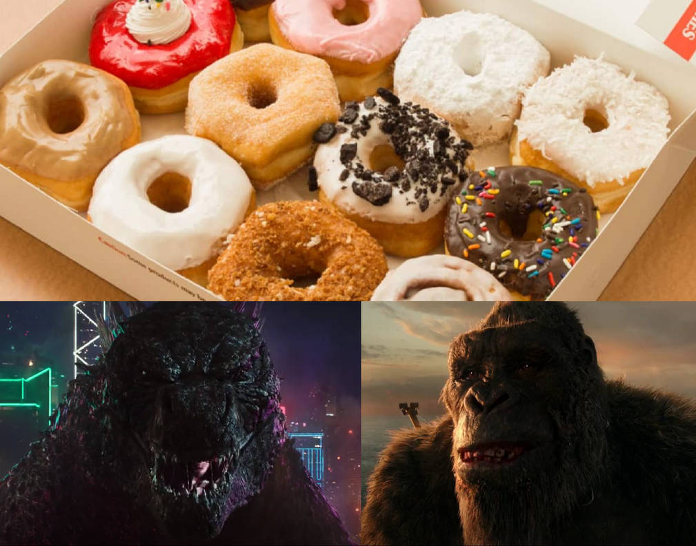 Godzilla and Kong Eat NUM-NUMS Donuts by MnstrFrc on DeviantArt