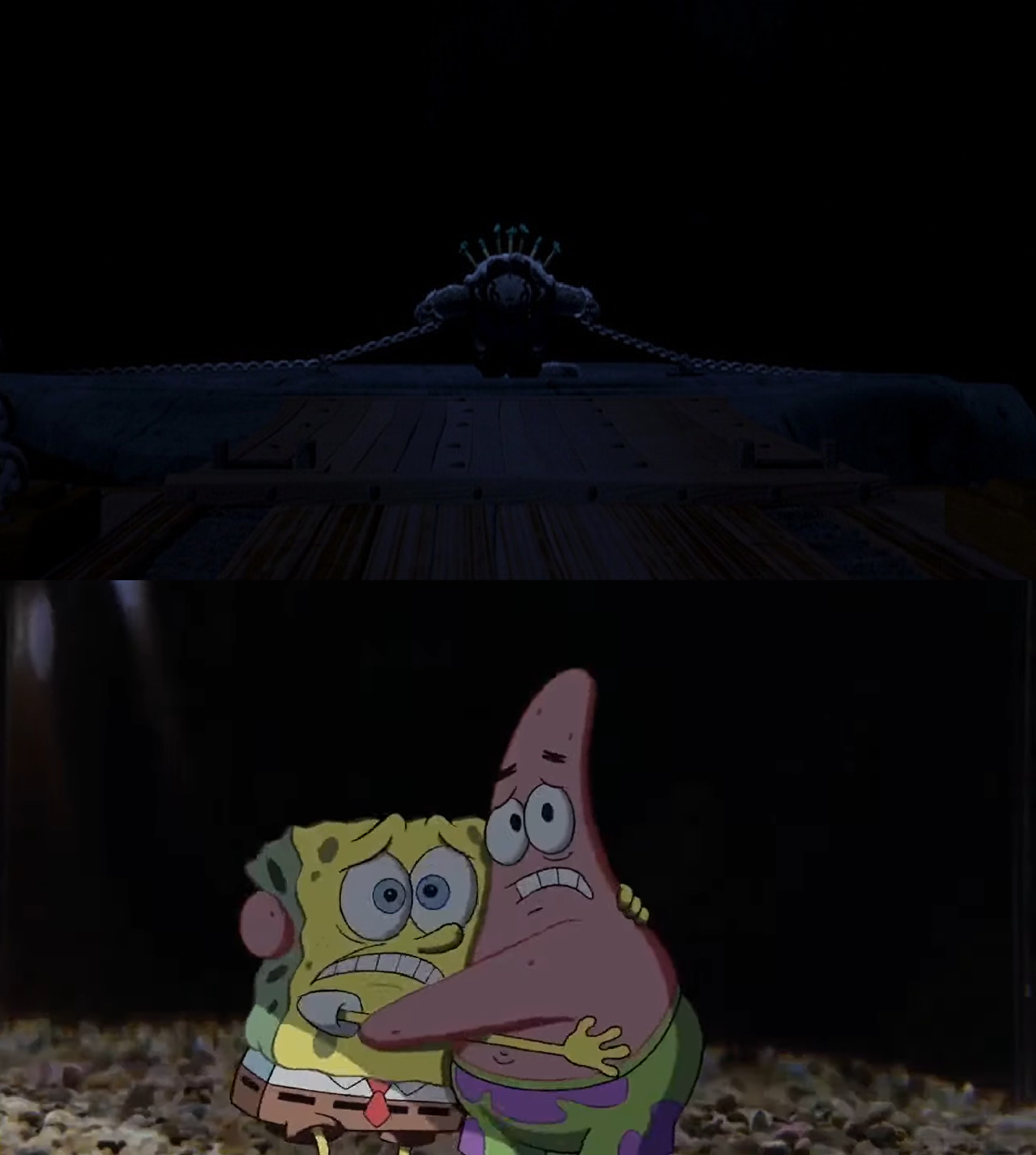 Patrick. See Spongebob and Patrick see Tai Lung imprisonment by MnstrFrc on DeviantArt