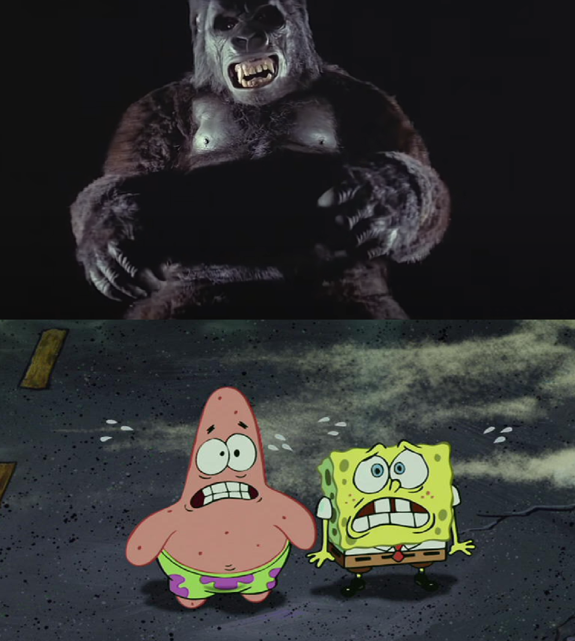 Patrick. See Spongebob and Patrick see King Kong 1976 (2) by MnstrFrc on DeviantArt