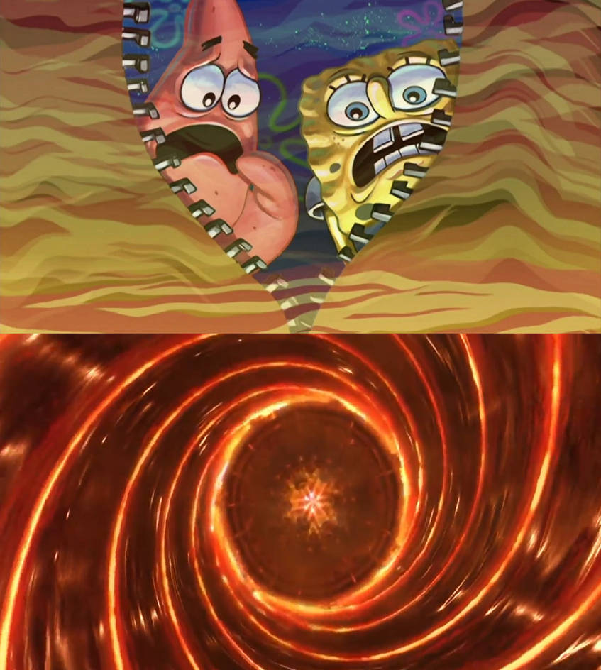 Patrick. See Spongebob and Patrick see Drill below by MnstrFrc on DeviantArt